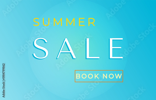 Summer Sale Banner with blue background