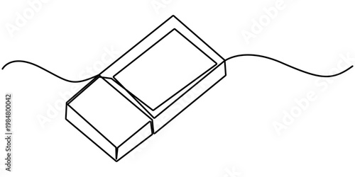 rubber eraser Continuous one line drawing, outline pro vector illustration, minimalist in white background. 