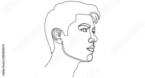 Side Profile Line Drawing Of Male Head.