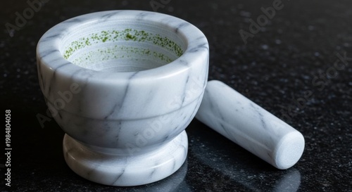 Polished White Marble Mortar and Pestle Set for Grinding Herbs and Spices