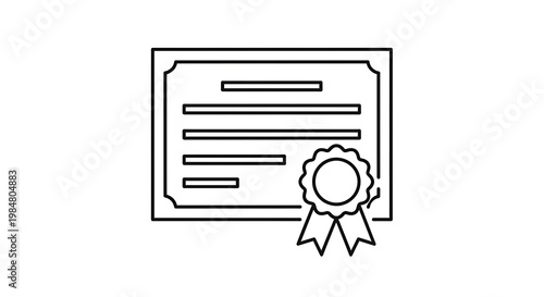 Certificate or diploma line icon isolated on white background. vector illustration of achievement award and qualification document concept. 🎓📜