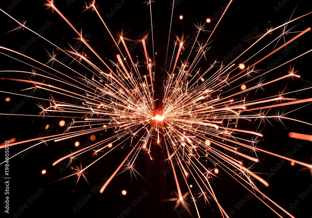 Obraz premium Vibrant spiky burst of orange and yellow energy against black background, abstract background
