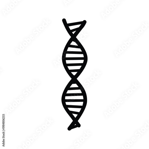 Black silhouette of DNA double helix representing genetics, biotechnology, and scientific research.