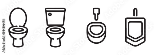 Modern Toilet and Urinal Outline Icons for Restroom Signage