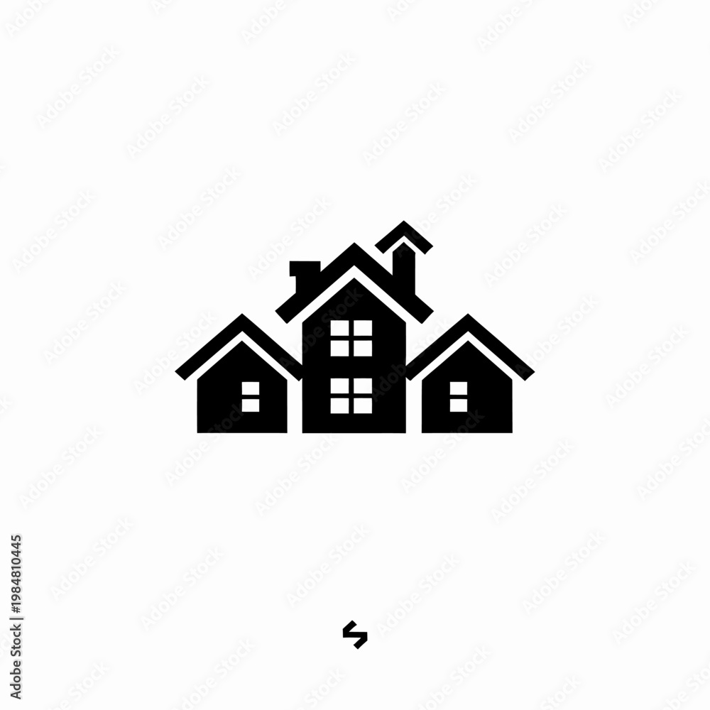 Fototapeta premium Black and white houses icon representing property and real estate concepts