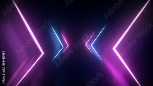 Immersive scene featuring dynamic chevron lighting and glowing reflections
