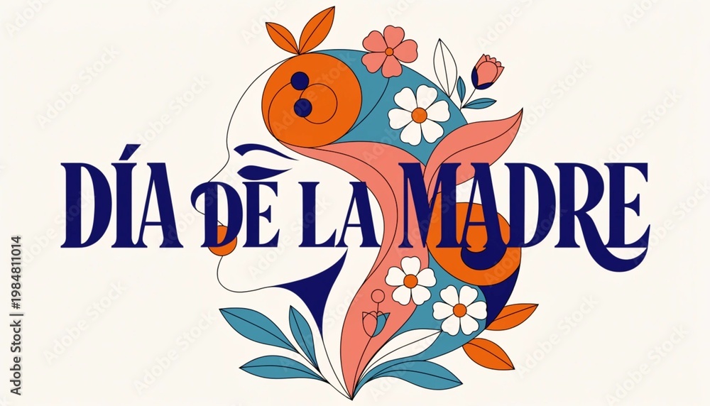 Naklejka premium Feliz Día de la madre en texto creativo