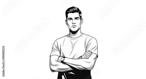 Portrait of Confident Young Man Standing Arms Crossed.