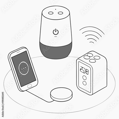 Smart speaker with smartphone and smart plug