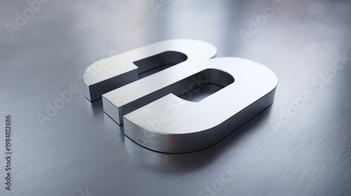 Classic Chrome Logo Mockup on Reflective Desk
