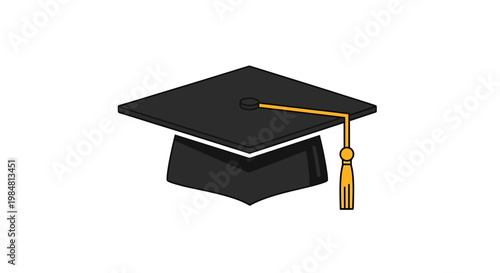 Academics achievement symbol a square mortarboard cap with tassel representing graduation education and learning success in academic institutions worldwide for student commencement ceremonies