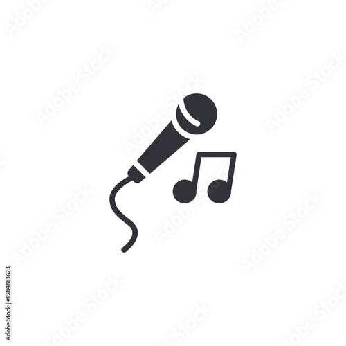 Singing hobby icon with microphone and notes, representing vocal performance, karaoke, music practice, and entertainment activities.
