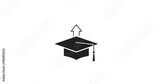 Academic graduation cap with upward arrow symbol representing success and career advancement and personal growth in education and learning as symbol of achievement and higher learning