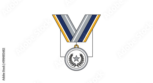 Award medal with ribbon for achievement and recognition presented with distinction for excellence and success in competition or endeavors signifying honor and accomplishment with a laurel wreath