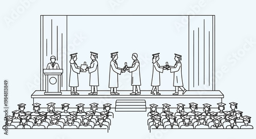 Academic achievement ceremony unfolding on a stage with graduates receiving awards as an audience watches below representing education success and scholarly recognition of intellectual growth