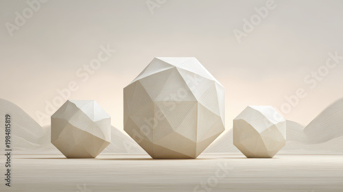 Geometric Gray Octagon Render Matted Finish