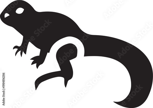 Black squirrel silhouette cute animal icon white background