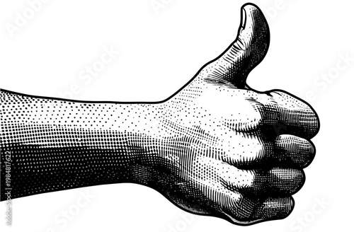 Hand giving thumbs up in a vector graphic illustration style