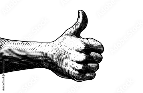 Hand giving a thumbs up in a vector graphic illustration style