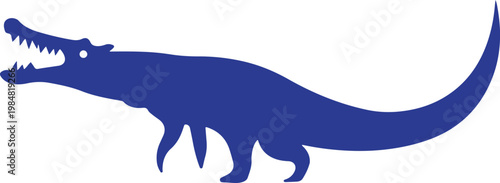 Blue crocodile silhouette reptile icon white background