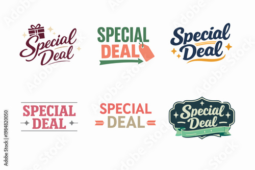 Special deal typography badges collection for marketing promotions and retail sales advertising