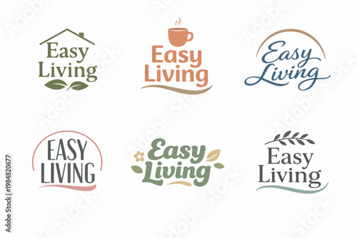 Easy living logo collection developing brand identity for home, comfort, and well-being products and services
