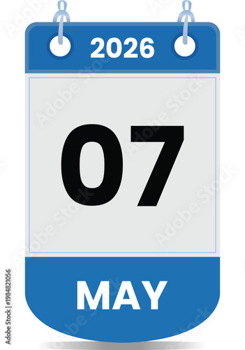 07 May 2026 Date Calendar Illustration Minimal Blue Planner Icon Event Reminder Daily Schedule Time Concept Organizer Productivity Clean Design Modern Template Appointment Planning Tool
