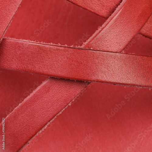 Red Leather Sandals Strap Texture