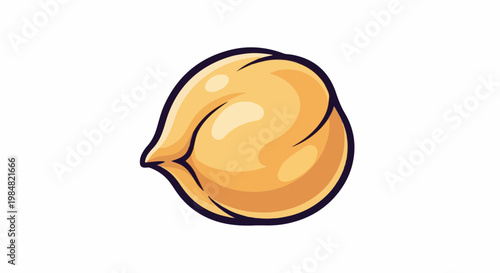 A single, stylized, yellow chickpea with a dark outline on a white background
