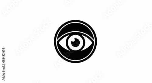 Black and white symbol of an all-seeing eye within a circle