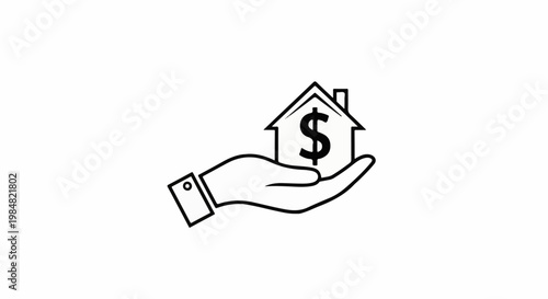A hand holds a house with a dollar sign inside