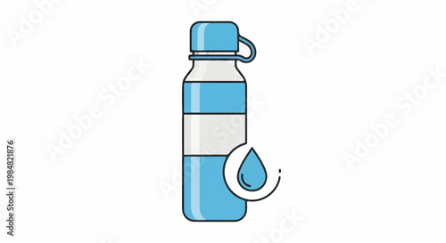 Blue and white bottle with water drop icon