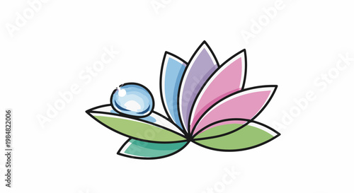 Stylized flower with a dewdrop