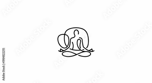 Minimalist line art of a person meditating in a lotus pose