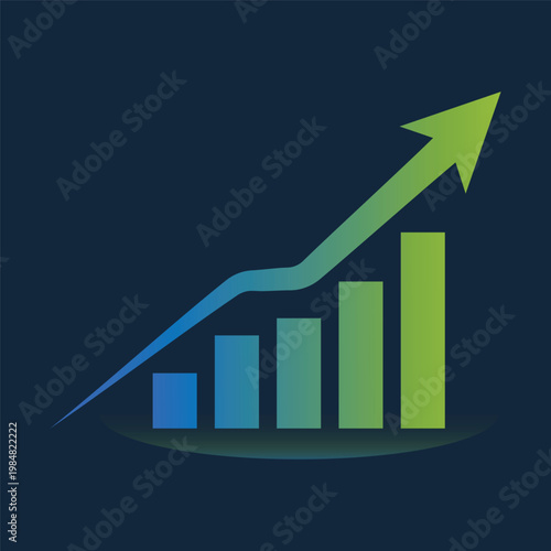 Business Growth Bar Chart with Arrow