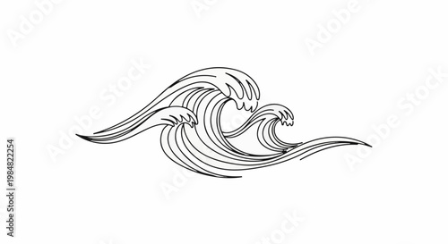 Stylized illustration of cresting ocean waves