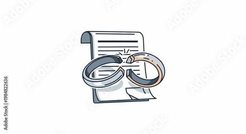 Torn document with broken rings