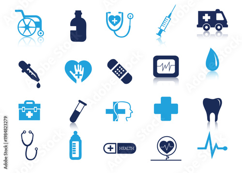 Medical care service and Health checkup icon set  Vector illustration.