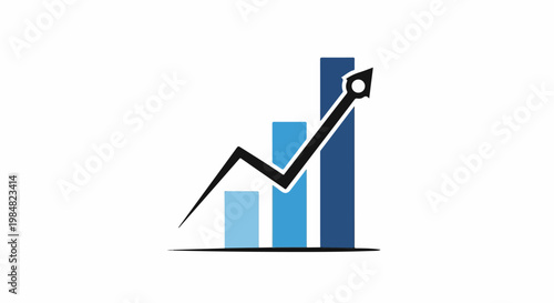 Rising bar graph with arrow pointing upwards