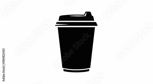 Silhouette of a black disposable coffee cup with a lid