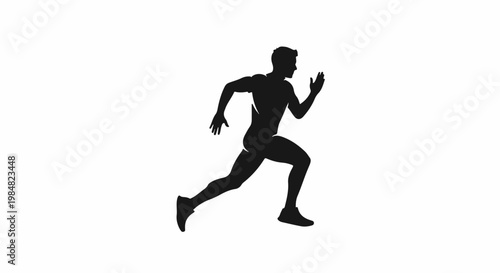 Silhouette of a man in mid-stride, athletic pose, running forward