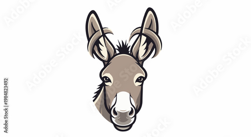 Stylized cartoon donkey head with large ears and a white muzzle