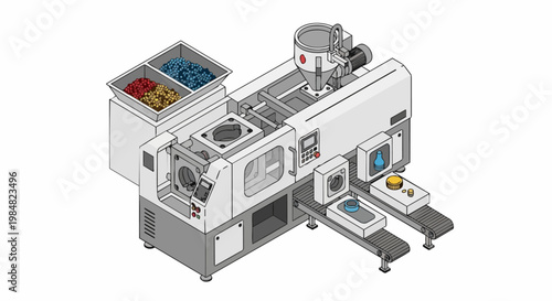 Isometric Industrial Plastic Injection Molding Machine for Manufacturing and Mass Production of Plastic Parts