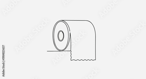 Simple line drawing of a roll of toilet paper with paper unspooling