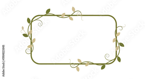 Decorative rectangular frame with delicate green vines and leaves, perfect for natural or organic themed designs