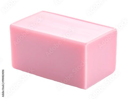Pastel pink soap closeup isolated transparent background clean beauty bar minimal design