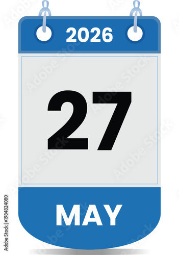27 May 2026 Date Calendar Illustration Minimal Blue Planner Icon Event Reminder Daily Schedule Time Concept Organizer Productivity Clean Design Modern Template Appointment Planning Tool