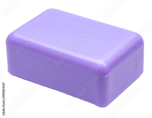 Rectangular lavender soap bar closeup isolated on transparent background skincare product detail