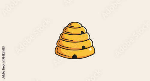 Stylized beehive illustration with entry holes and a curved top
