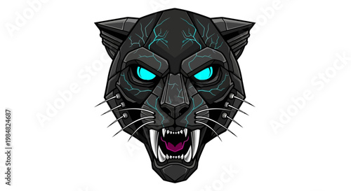 Intense Close Up Black Panther Head Portrait.